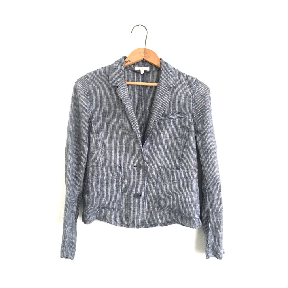 Eileen Fisher Pinstriped Linen Blazer XSmall